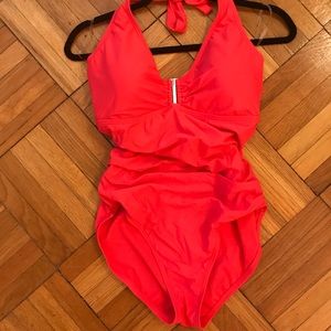 Calvin Klein coral one piece with gold detailing